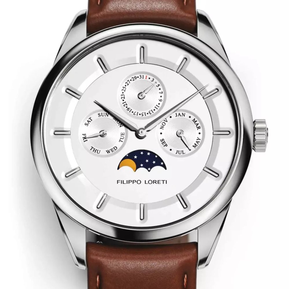 NEW Men's Filippo Loreti Silver Moonphase Watch